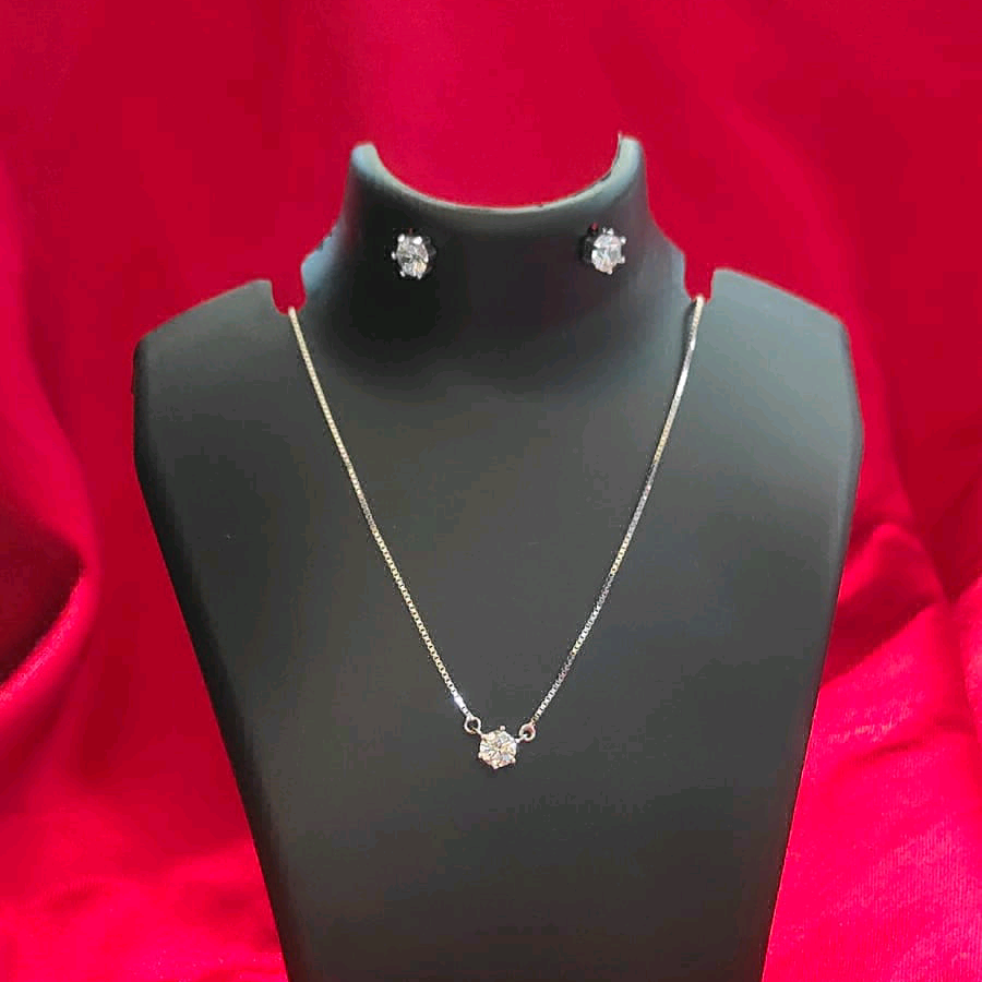 CZ Silver Pendant Set 